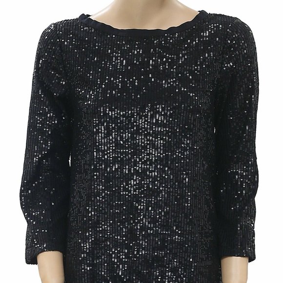 Semicouture Sequin Embellished Blouse Top Cocktail Evening Black S - Picture 5 of 7